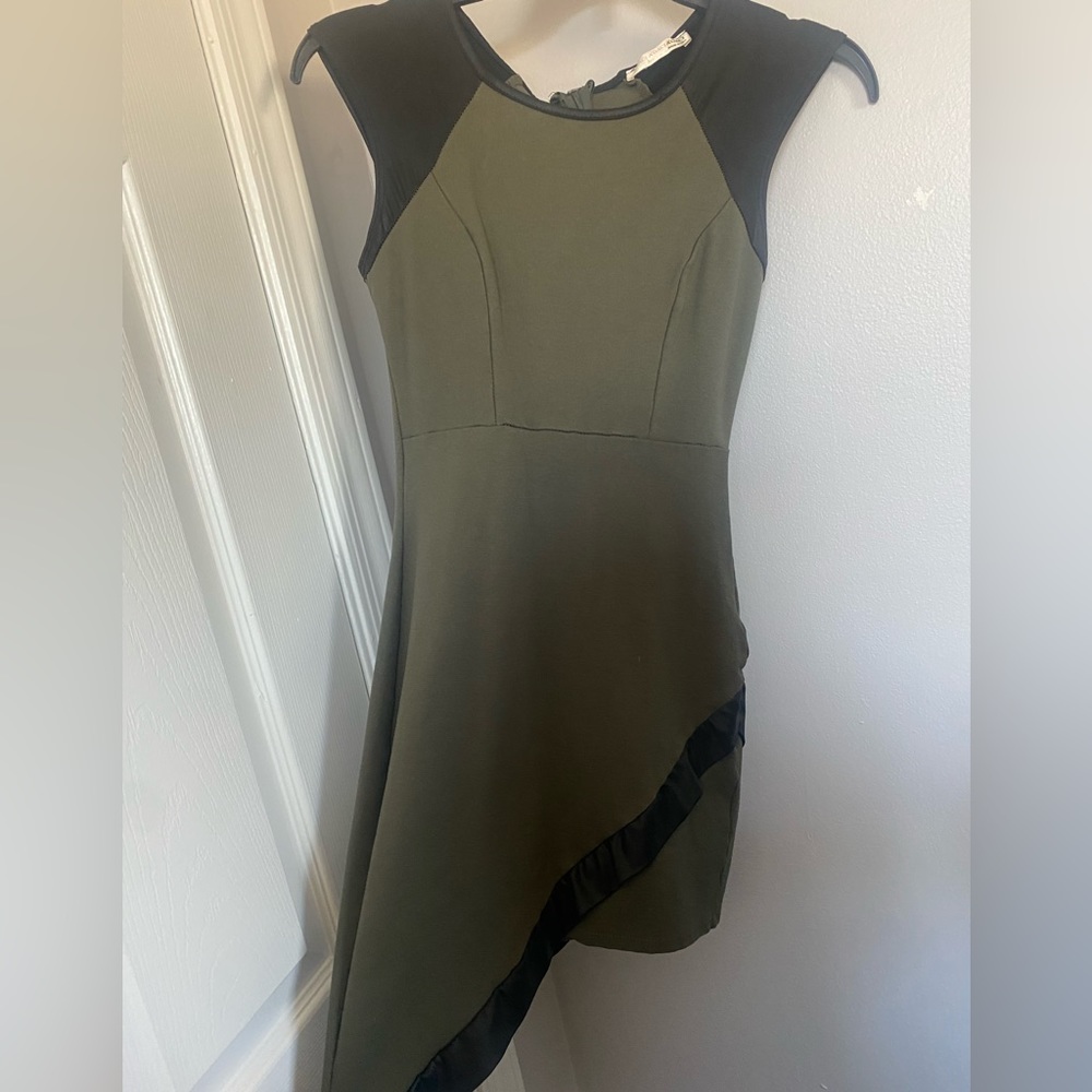 Olive Leather Black Dress